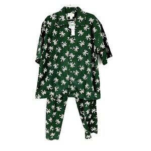 VTG NOS Fun Boxers 1970s Look 1950s Tropicals Mens Pajamas M Palm Tree Print NWT